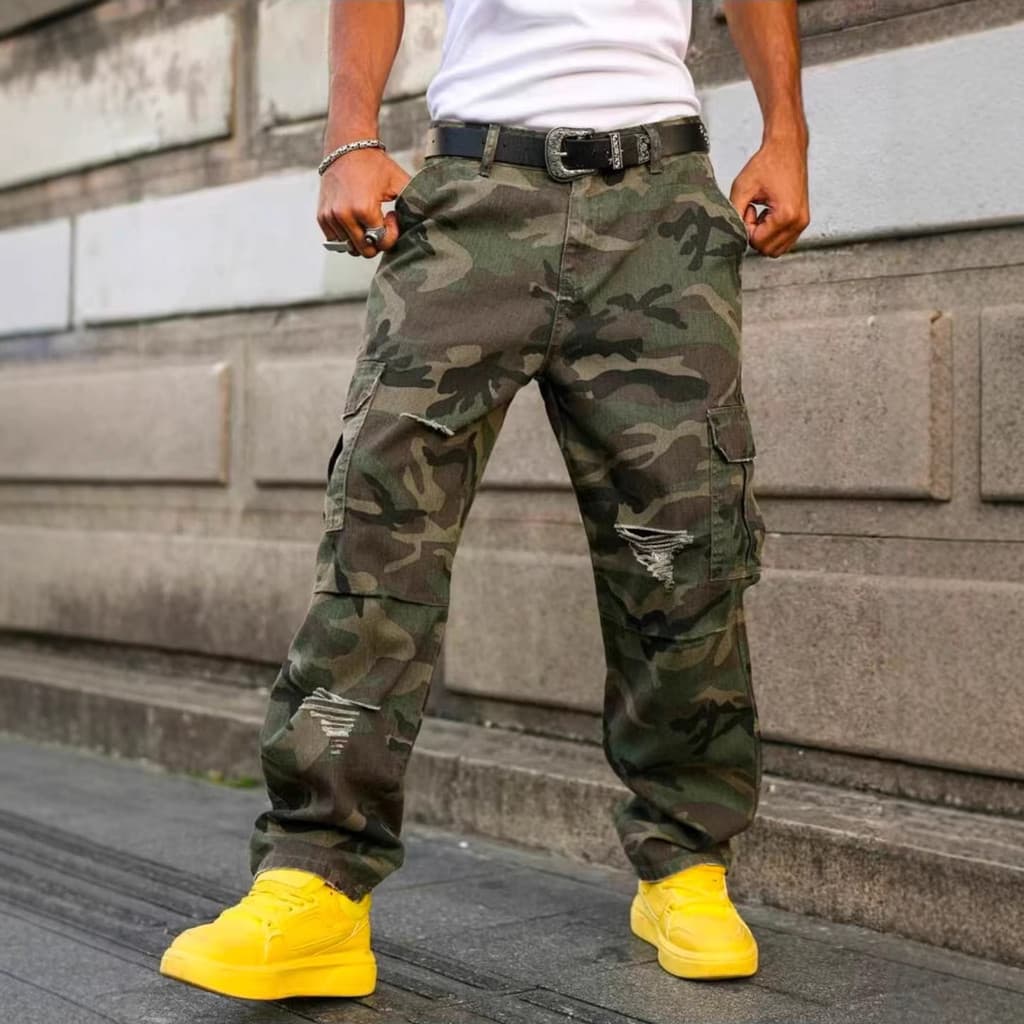 Calça De Trabalho Camuflada Masculina calca , jeans Soltos Americanos Masculinos , Calças Casuais Masculinas Com Vários