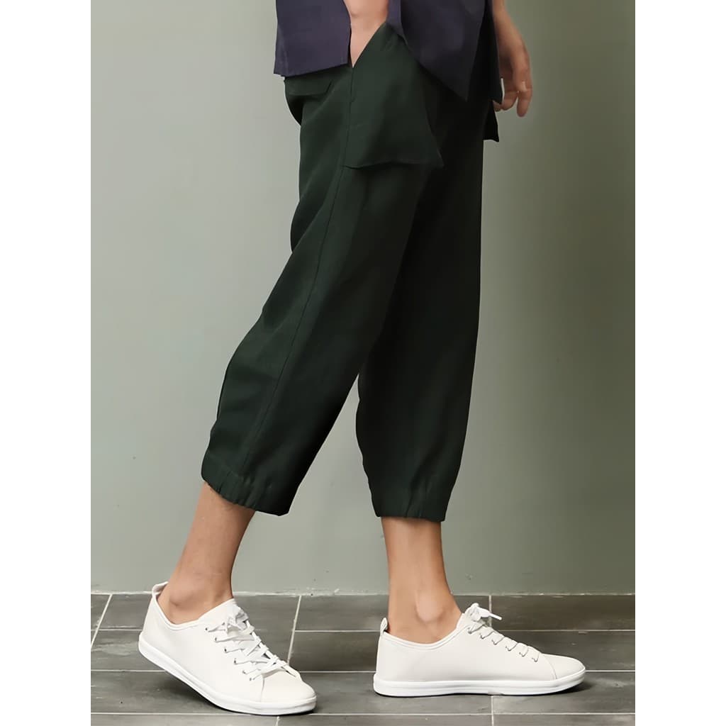 Nan linho tornozelo comprimento calças masculinas Ramie Shorts calças cortadas soltas estilo chinês verão calças finas e