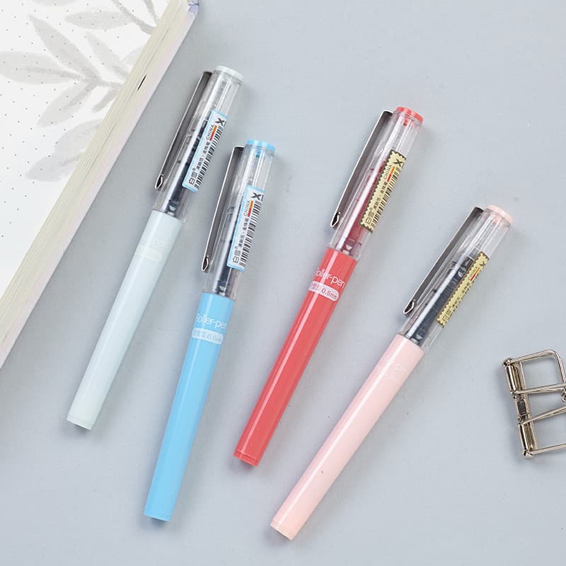 Baixue caneta Rollerball líquida reta 0.38mm/0.5mm caneta vermelha Gel caneta estudante papelaria tipo agulha caneta pre