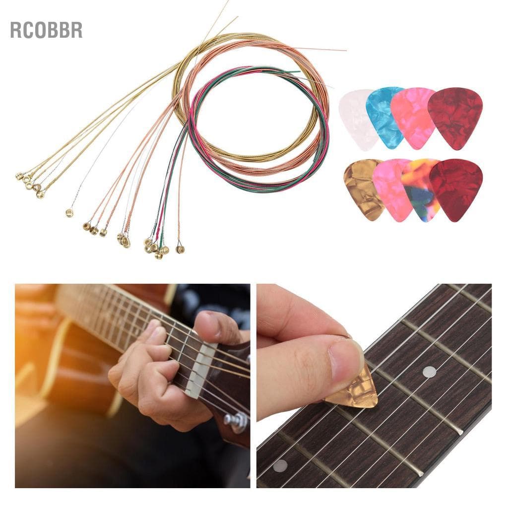 Rcobbr Rcobbr 3 unidades de corda de guitarra 8 unidades de palhetas de celulóide coloridas para instrumentos de