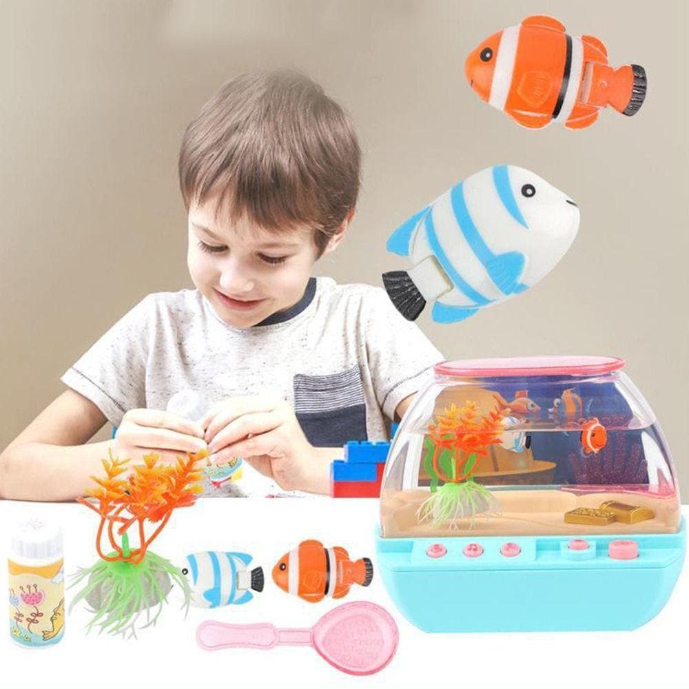 Mini Tanque De Peixes De Simulação , Brinquedo De Aquário Artificial Criativo Iluminado , Elétrico Com Música LED Acende
