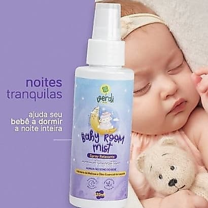 Spray Relaxante Verdi Natural Baby Room Mist com Hidrolato de Melissa e Óleo Essencial de Lavanda