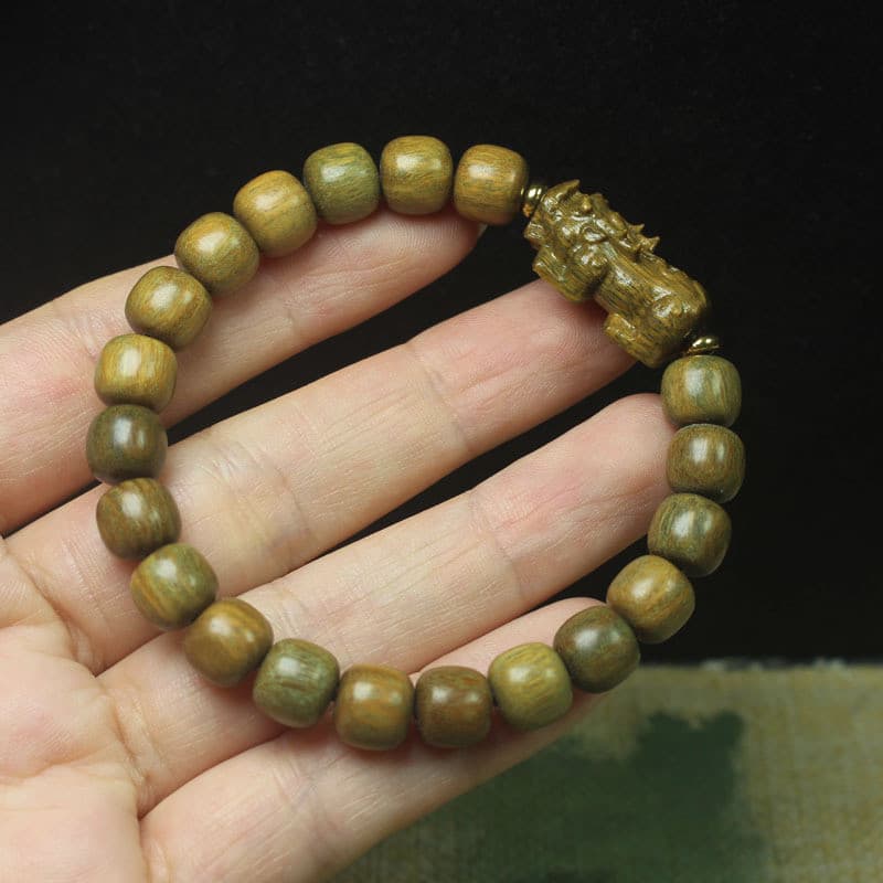 Sândalo verde com contas budistas Pixiu perfumadas Pulseira Contas antigas Estilo chinês Sândalo Wenwan Pulseira Rosário