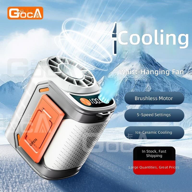 Novo pacote de gelo transfronteiriço ventilador pendurado na cintura ao ar livre local de construção portátil semicondut