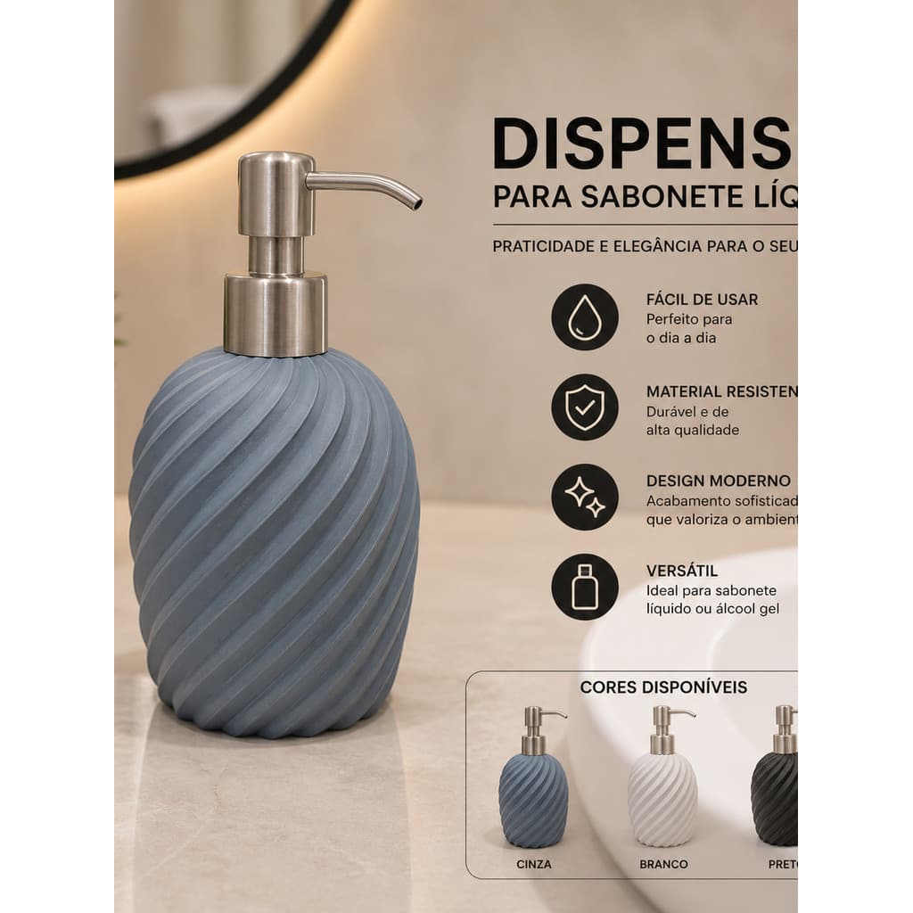Dispenser de Sabonete Líquido Luxo Banheiro Lavabo Porta Sabonete Decorativo Moderno Acessório Banheiro Premium Organiza
