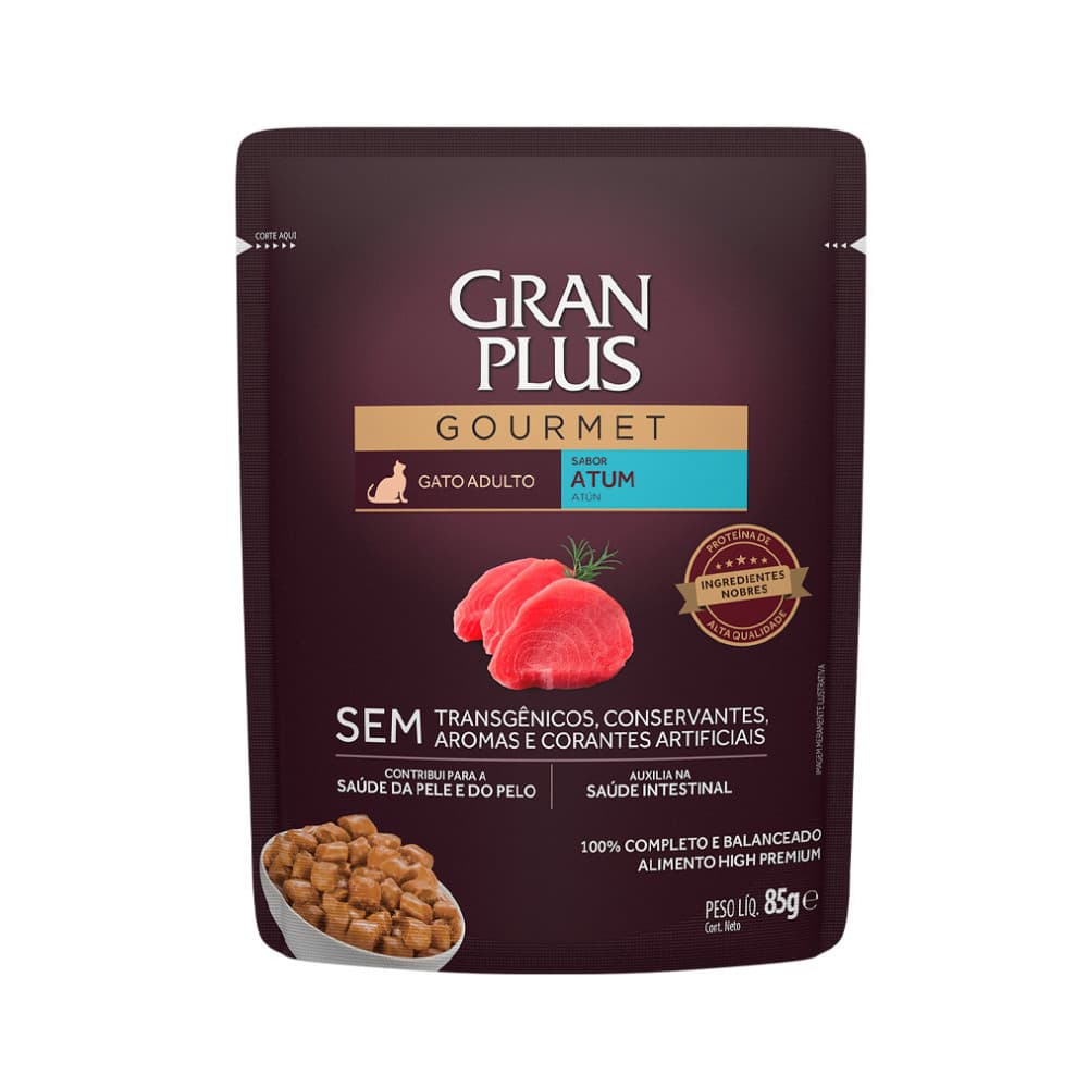 Ração Úmida GranPlus Sache Gato Adulto Atum 85g