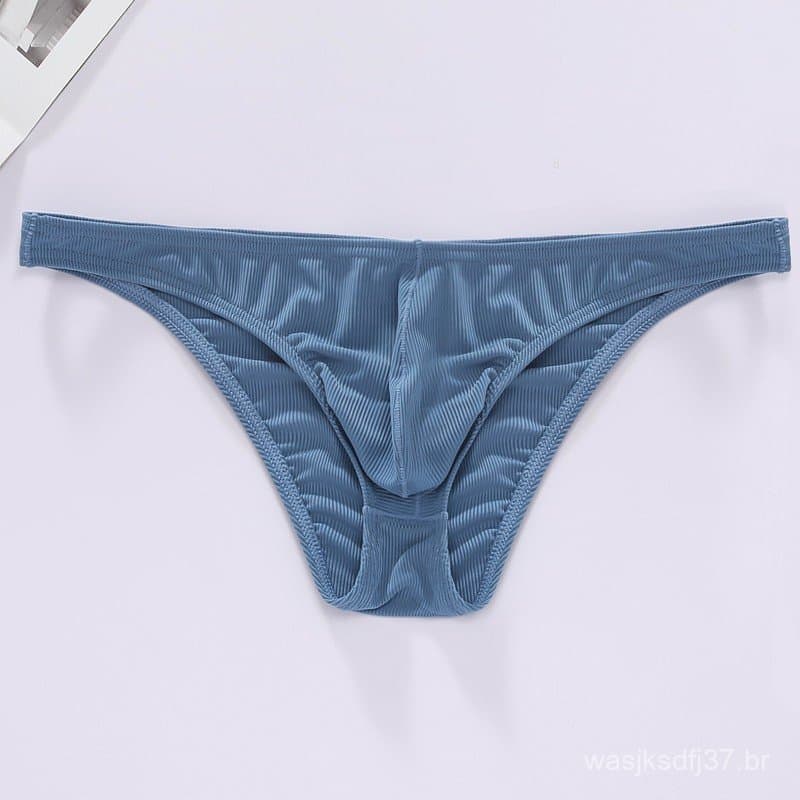 Cuecas biquíni masculinas ultrafinas de tecido canelado e ajuste justo