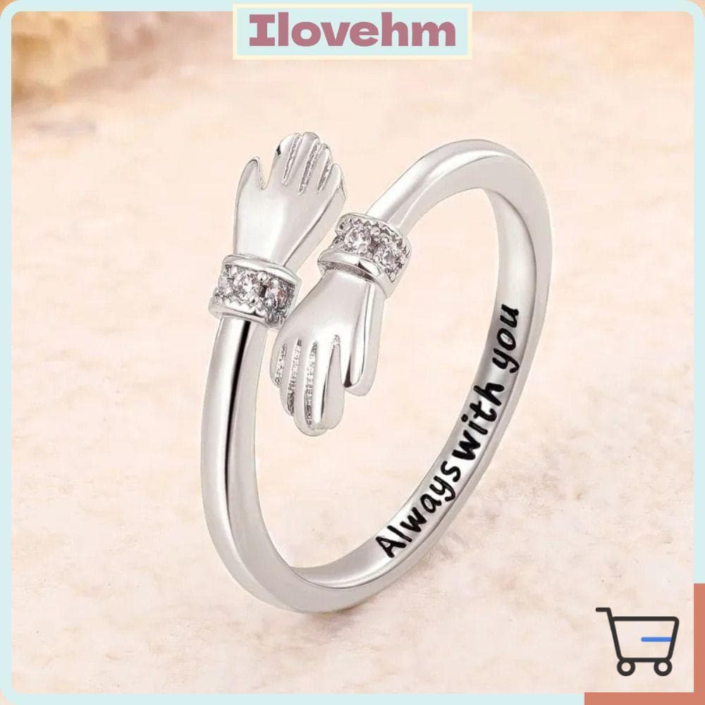 LUCKY-ILOVEHM Anéis De Dedo Em Formato De Mão , Sempre Com Você , Letras Caverna , Anel Aberto , Joias De Amizade Ajustá