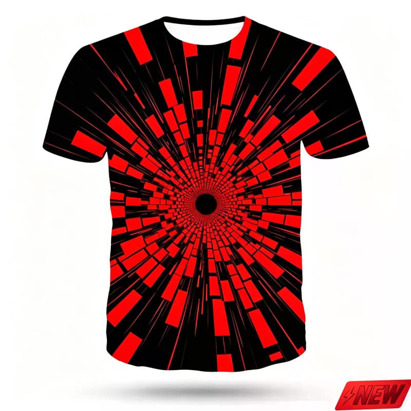 Ilusão Óptica Colorida Gráfico T Camisa Masculina Tendência Popular Impressão 3d Rua Manga Curta Camiseta Solta Festa Se