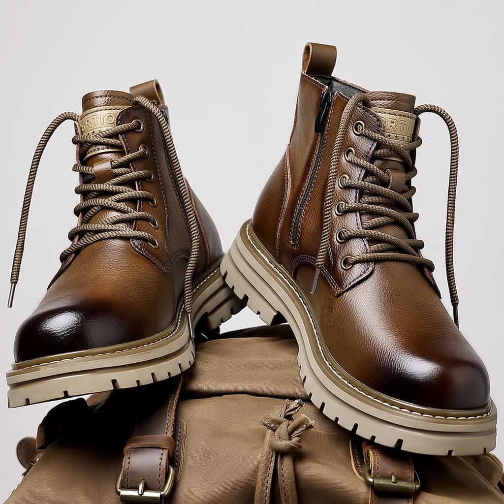 Martin botas masculinas outono novo estilo de couro genuíno Retro estilo britânico de alta qualidade de sola grossa ao a