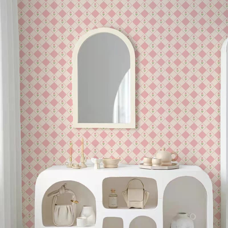 Influenciador ins estilo papel de parede rosa tulipa Mural flor mundo papel de parede quarto das crianças sobremesa loja
