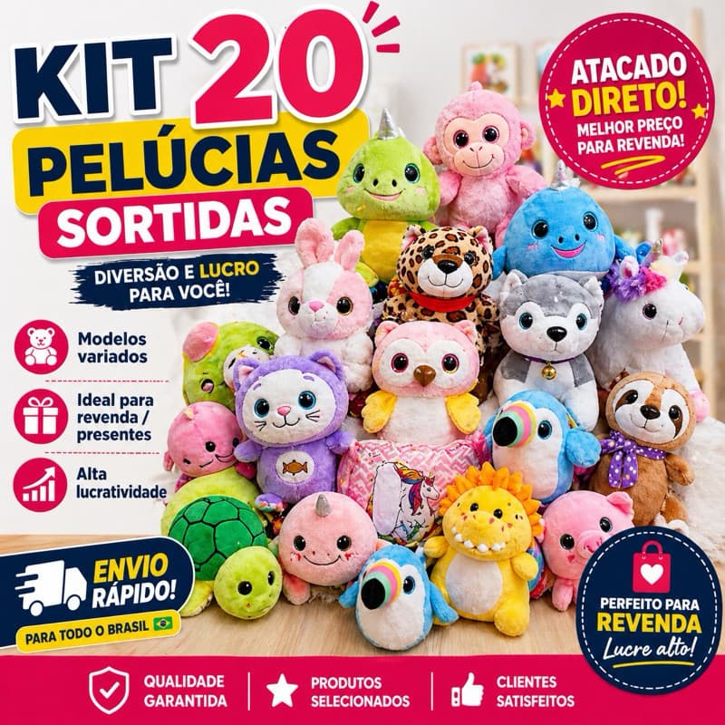 Kit Pelúcia para grua atacado 20 UN 20cm alta qualidade