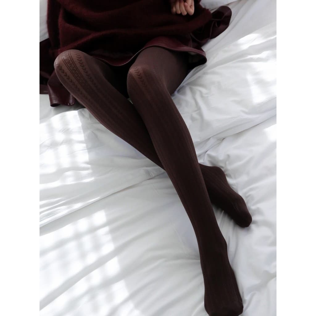 Novo Retro listras verticais veludo meia-calça feminina primavera outono Leggings belas pernas Jacquard mais magro olhar