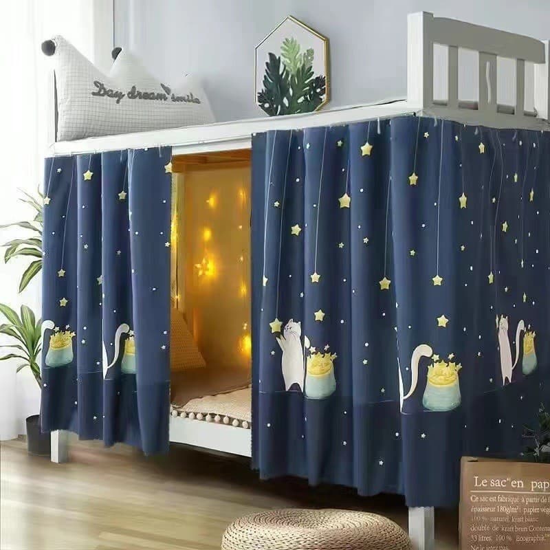 Cortina para cama de dormitório universitário, cortina blackout para cama beliche de dormitório estudantil para homens,