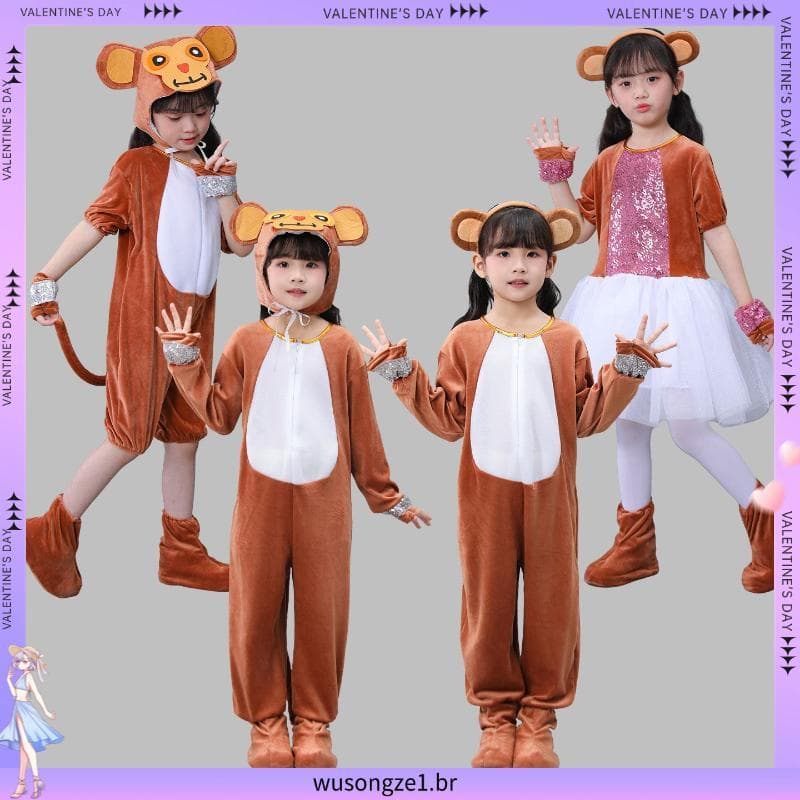 Crianças pequeno macaco traje Animal crianças macaco dourado traje macaco pesca lua dança traje pequeno macaco