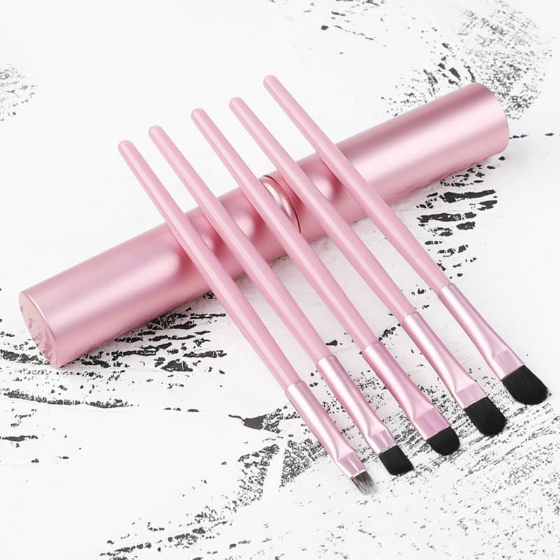 Tubo De Alumínio , 5 Peças De Pincel De Maquiagem , Conjunto De Pincéis Blush Em Pó Portátil , De Base , Sombra Para Os