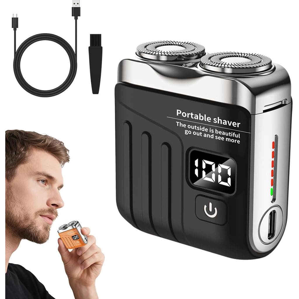 Mini barbeador elétrico portátil para homens, novo modelo 2026, barbeador elétrico rotativo de duplo anel, barbeador elé