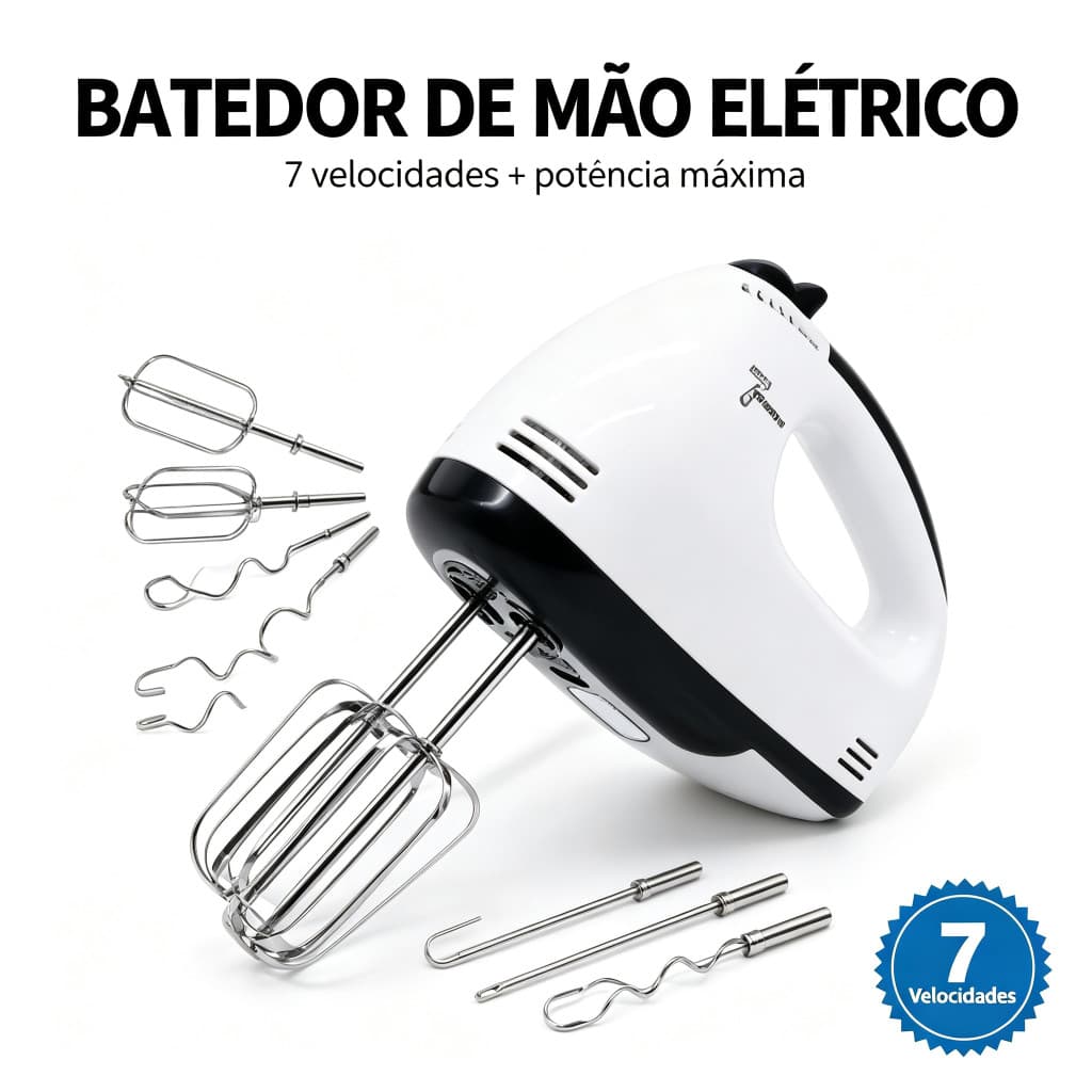 Batedeira De Mão Elétrica Bolo Chantilly 7 Velocidades  Batedeira Massa Bolo Ovos