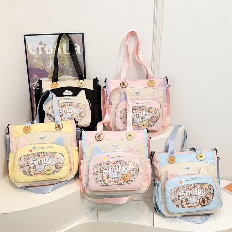 Bolsa transversal para estudantes do ensino fundamental para meninas, bolsa de mão com estampa de desenho animado para c