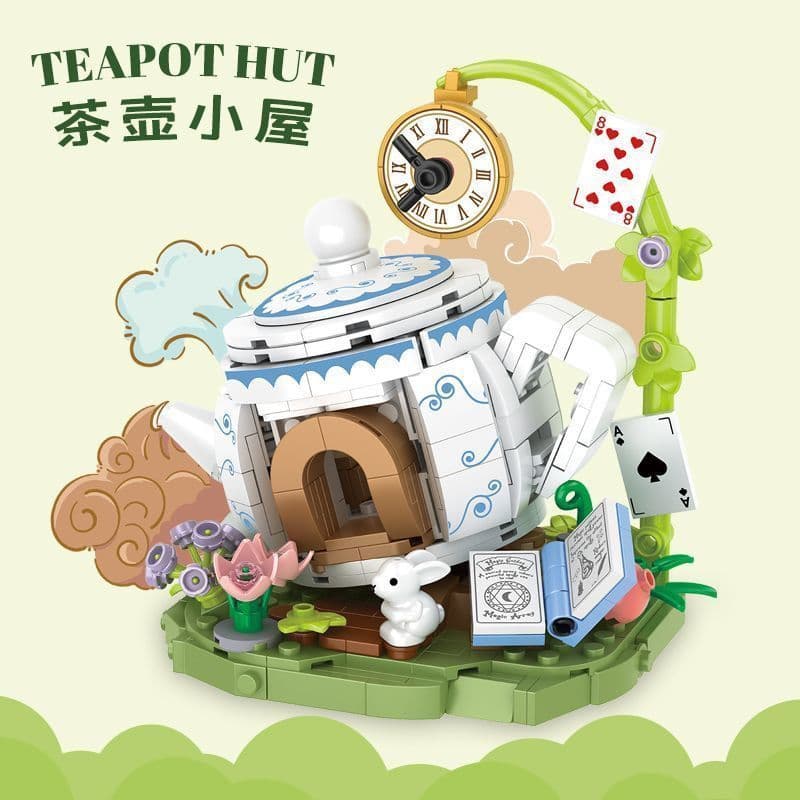 Hengsanhe blocos de construção conto de fadas cidade árvore casa cogumelo quebra-cabeça montagem modelo cena dos desenho