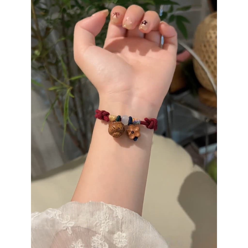Pulseira de cesta de pêssego esculpida à mão com núcleo de pêssego pulseira trançada feminina Benming ano garantia segur
