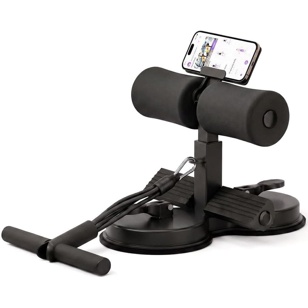 Aparelho Abdominal com Ventosa, Corda Elástica e Suporte de Celular, 3 Níveis para Casa e Academia