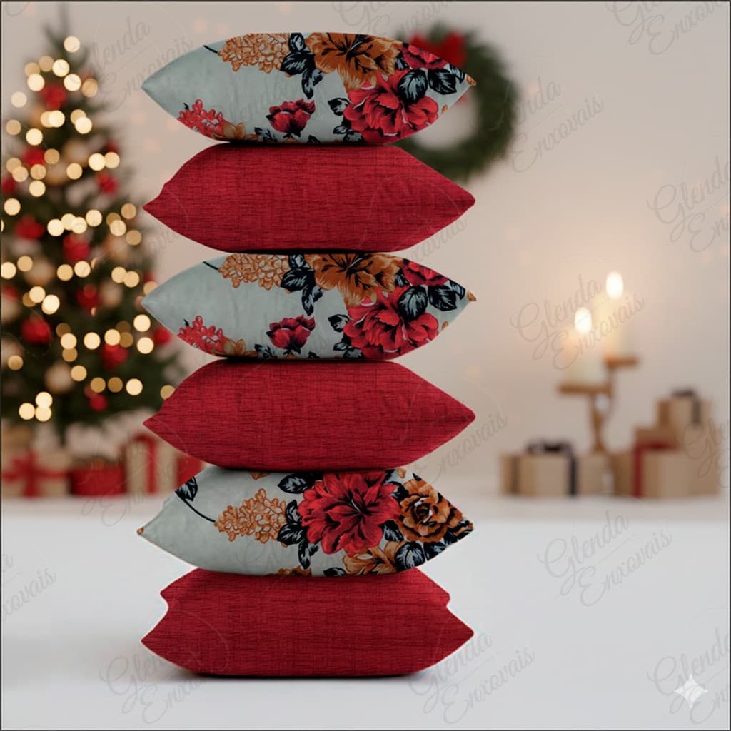 6 Capas Para Almofadas Com Ziper Cores Perfeitas Para o Natal -AL