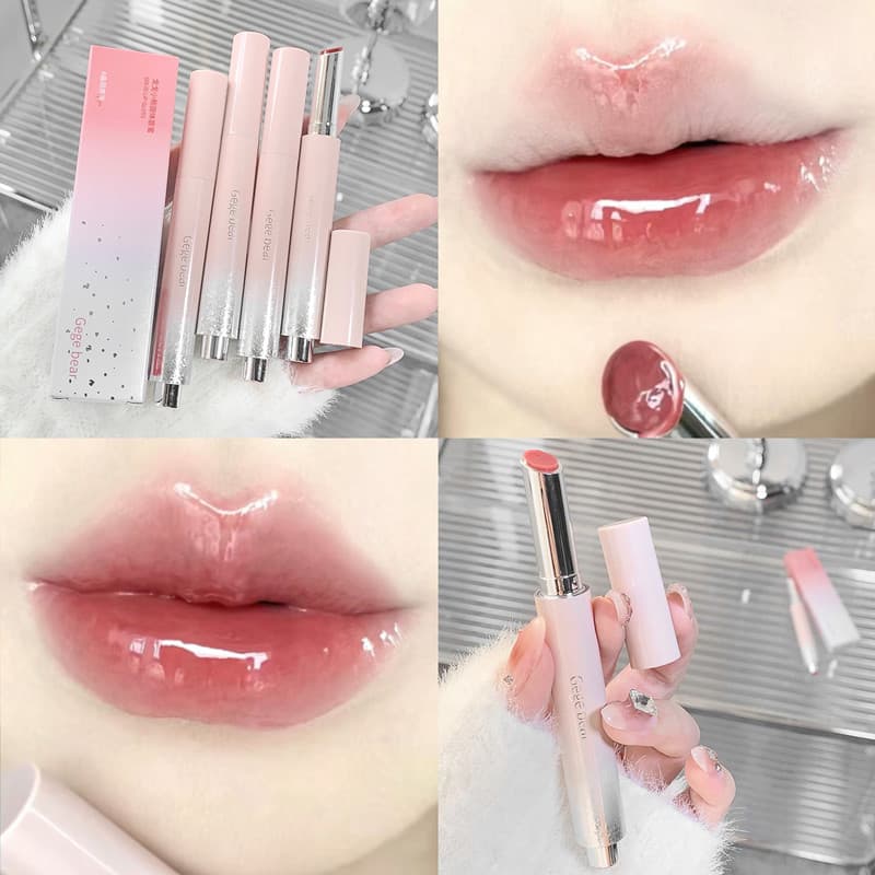 Sólido brilho labial brilho labial brilho de água espelho batom vidro clareamento labial hidratante Fade linhas labiais