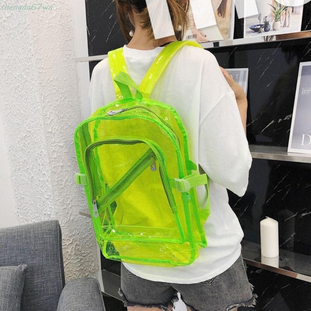 Mochila Transparente Shengda, Mochila Escolar em Cores Candy para Adolescentes, Bolsa de Ombro Impermeável em PVC DFN8