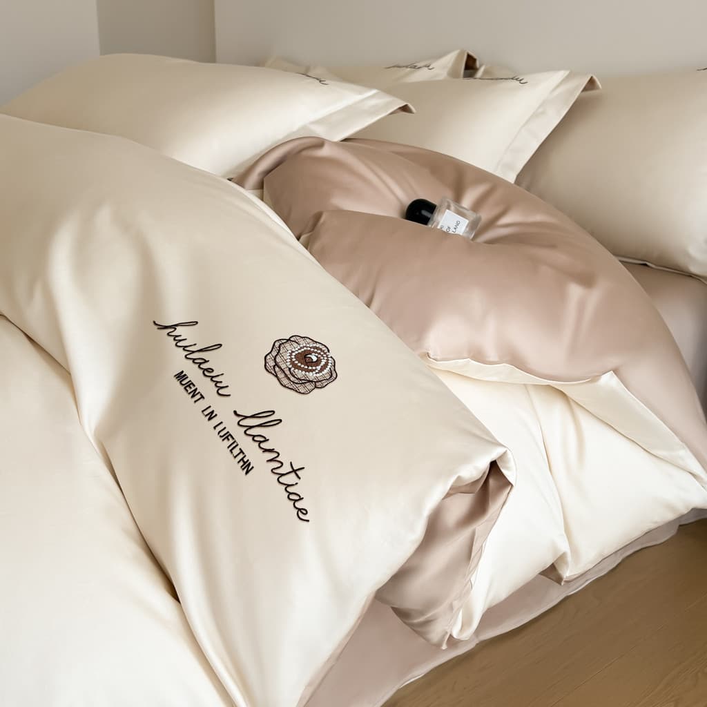 Cama de algodão leve e luxuosa de alta qualidade, conjunto de quatro peças 2026 novo estilo de algodão puro, lençol prin