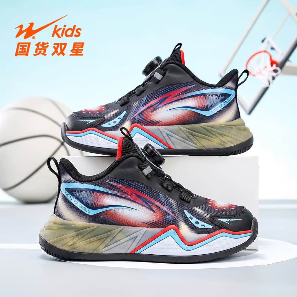 Sapatos infantis de estrela dupla tênis de basquete infantil meninos 2026 primavera outono novo estilo malha respirável