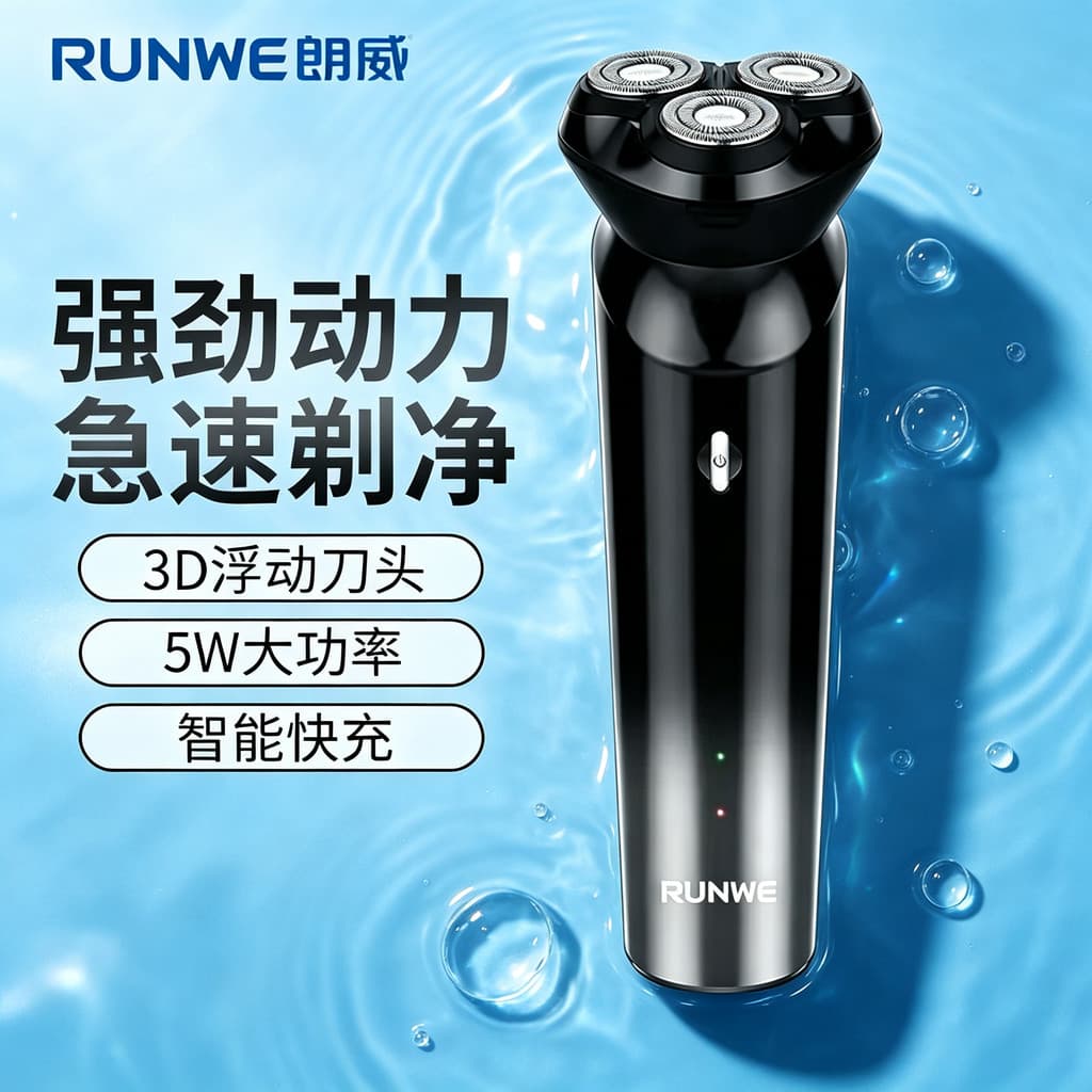 Langwei Navalha Elétrica Recarregável Navalha Masculina Flutuante de Três Lâminas Carga Rápida Inteligente