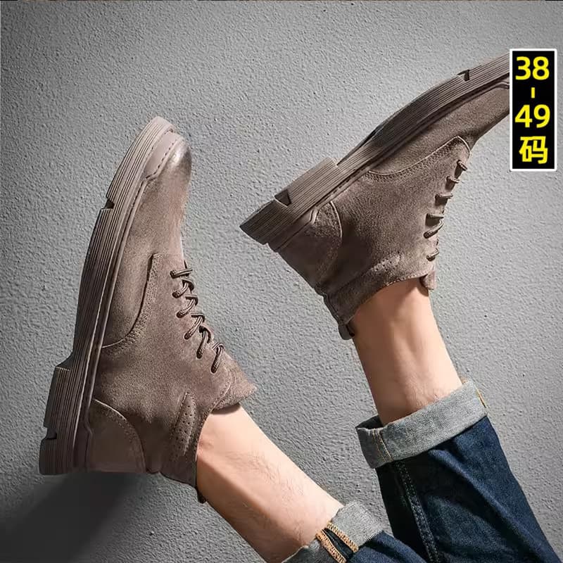 Botas Martin masculinas de couro genuíno de cano alto botas gerais tamanho grande sapatos masculinos 45 outono inverno 4