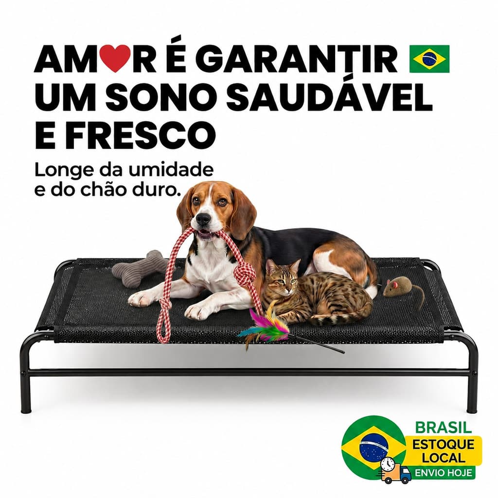 Cama Pet Suspensa Grande Antiumidade, Aço Estável, Anti-Mordida, Respirável, Lavável e Fácil de Instalar