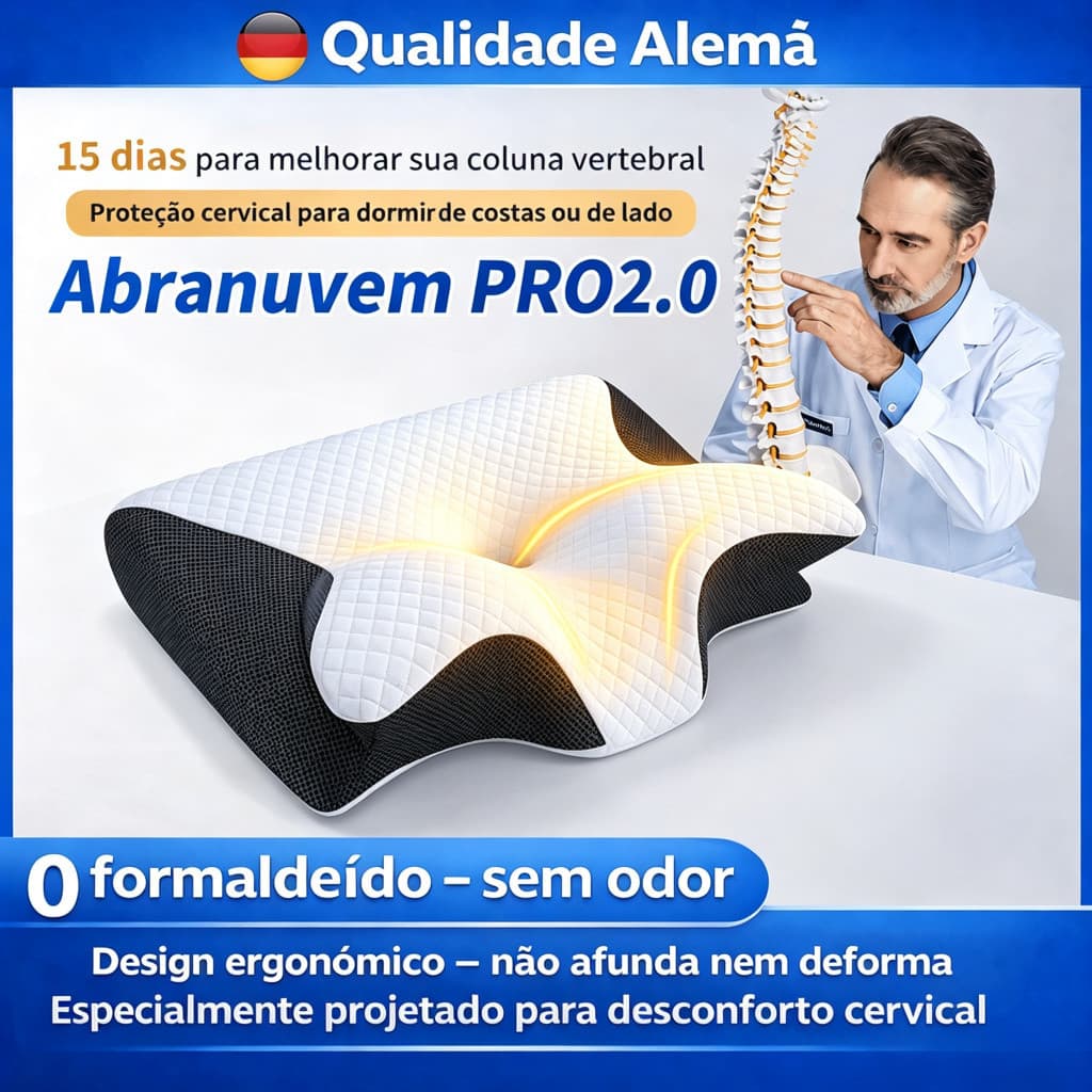Travesseiro Cervical Ortopédico Espuma de Memória Ergonômico Fronha Lavável Alívio Dores Pescoço Ombros Coluna Torcicolo