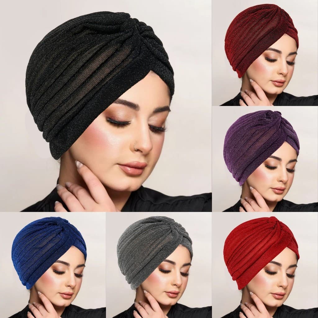 Turbante boné de seda brilhante cor sólida simples Baotou boné senhoras viagem All-Match boné indiano feminino