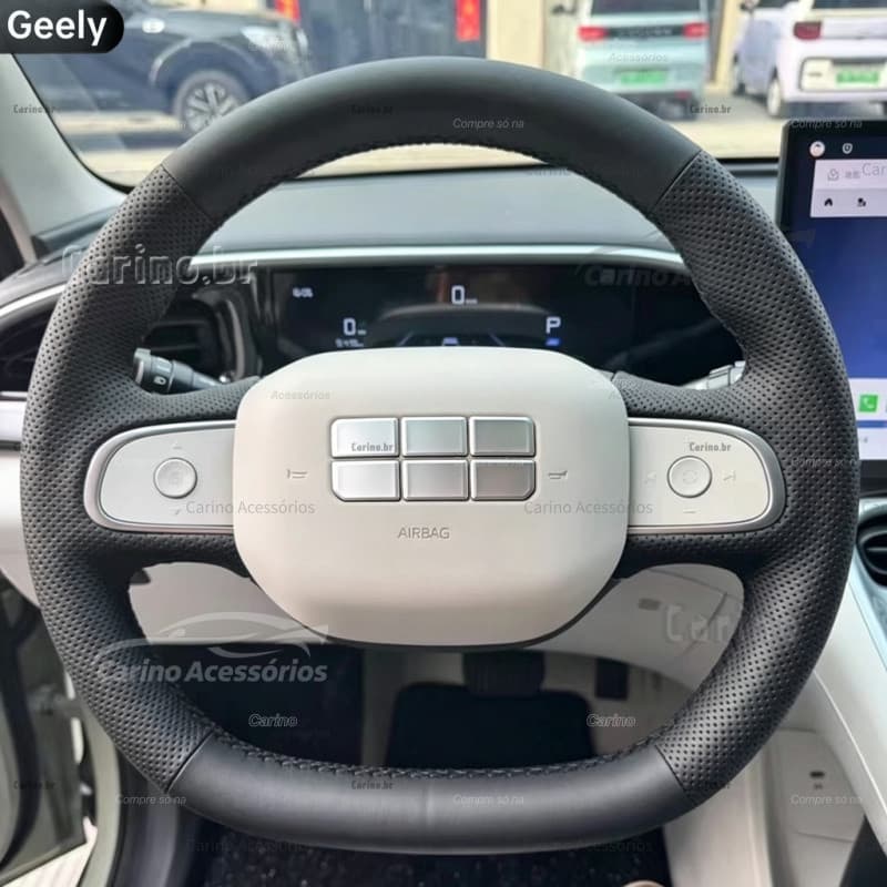 Capa de Volante Costurada à Mão Personalizada para Geely 2026 EX2 Pro, Protetor Antiderrapante de Couro Respirável para