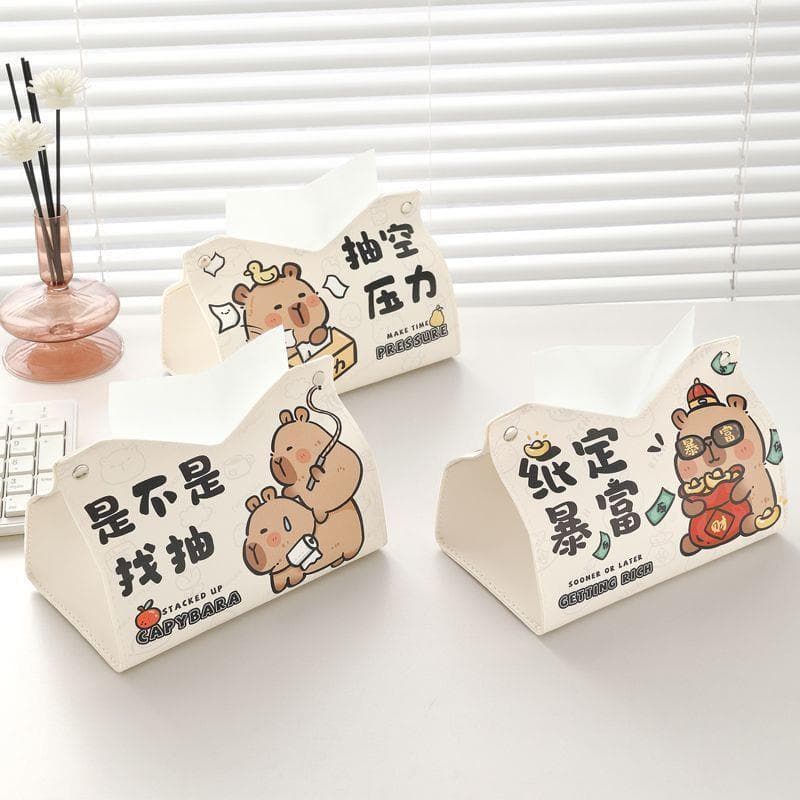 Caixa de tecido japonês couro bonito sala estar mesa café guardanapo caixa papel criativo quarto Desktop armazenamento K