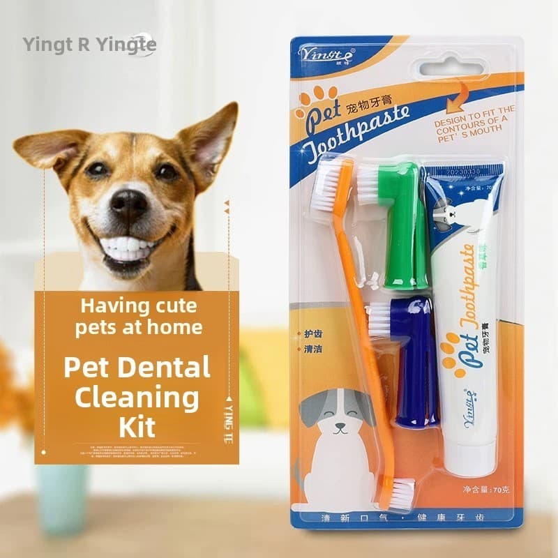 Conjunto de pasta de dente para limpeza de dentes de gato e cachorro de estimação