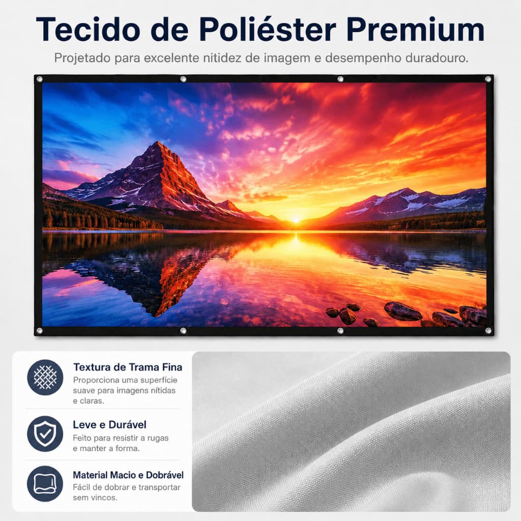 Tela de Projeção Branco 4K 84 100 120 150 Polegadas 16:9 Para Projetor Portátil LED LCD DLP Parede Casa