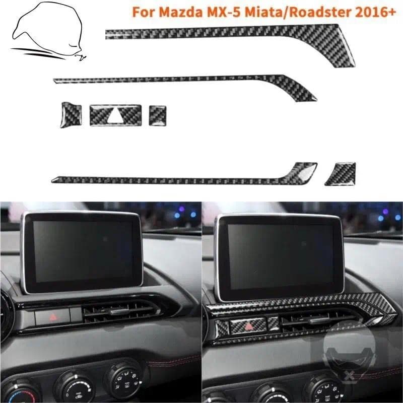 Para Mazda MX-5 Miata Roadster 2016 + MX5 ND Painel Central De Fibra Carbono Ventilação Ar Adesivo Guarnição Tiras Inter