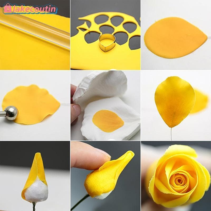 la 5/7 Unidades De Molde De Silicone Com Veias De Peônia Conjunto De Cortador Para Decoração De Bolo De Flores Fondant ,