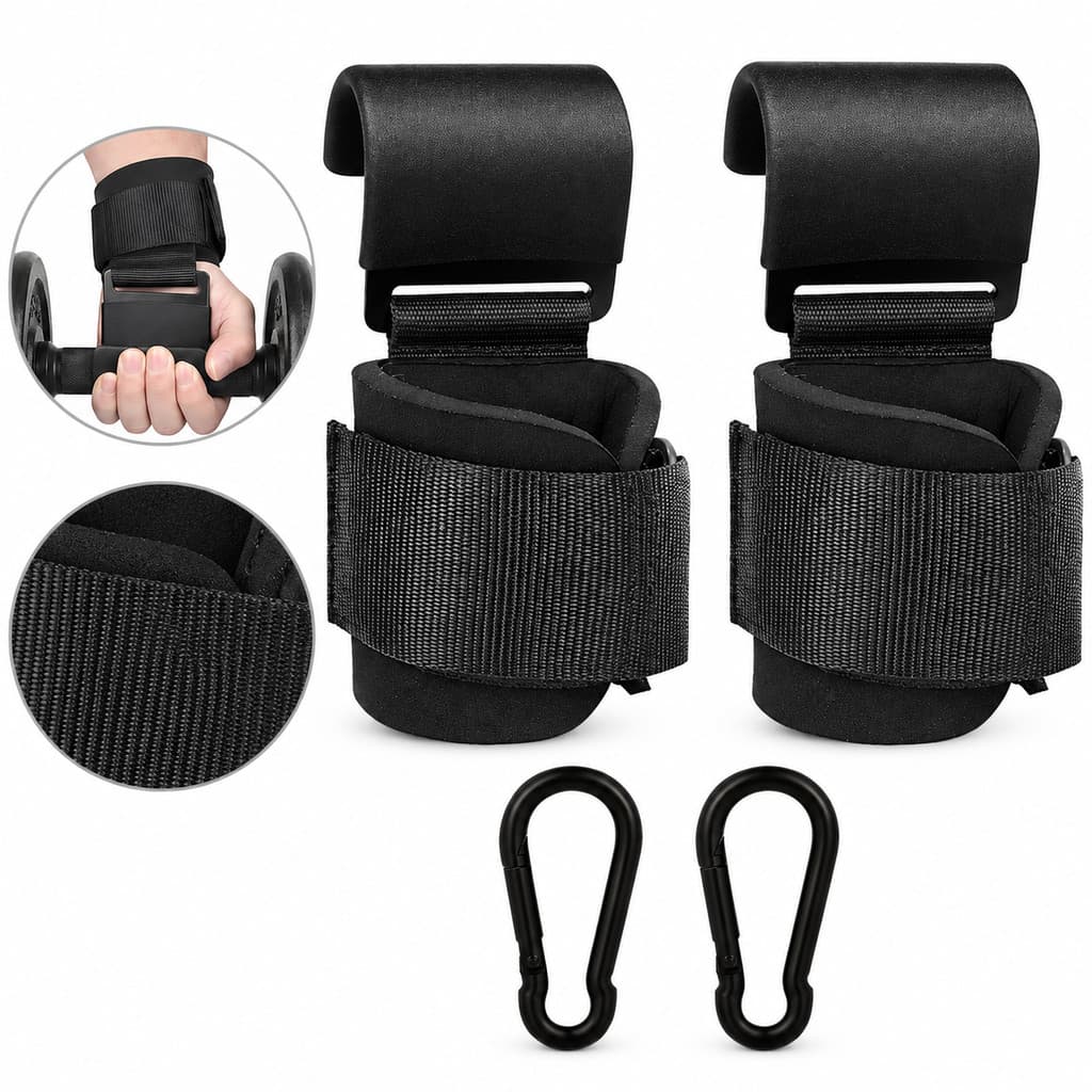 Gancho Strap Profissional p/ Barra Fixa c/ 2 Mosquetões - Até 125kg - Punheira Acolchoada