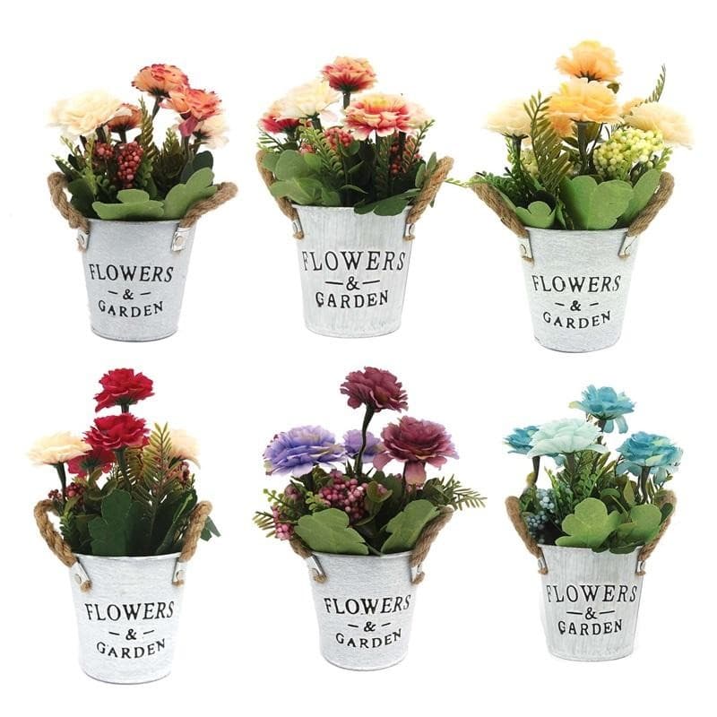Arranjo Yangzi Vaso em Metal e Flor Artificial 20584