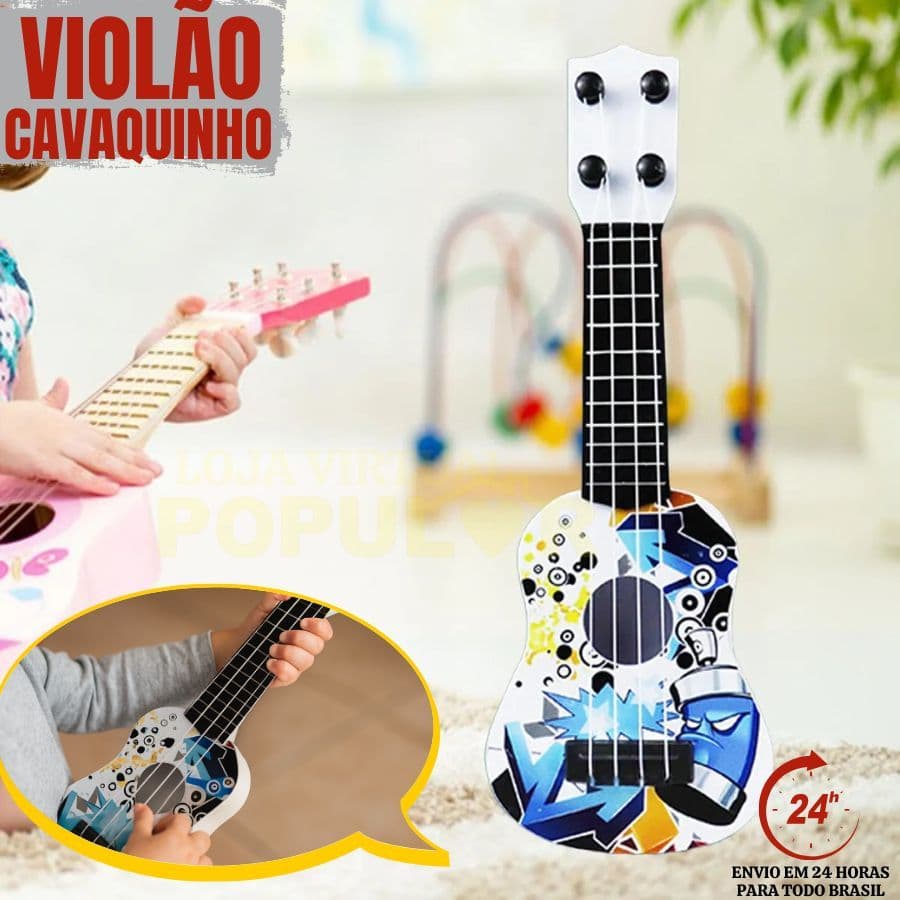 Violãozinho Brinquedo Mini Violão Musical Infantil 4 Cordas Plástico
