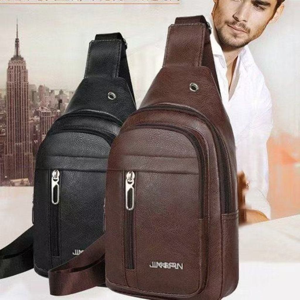 Bolsa De Peito Masculina Mochila Transversal De Couro Pu