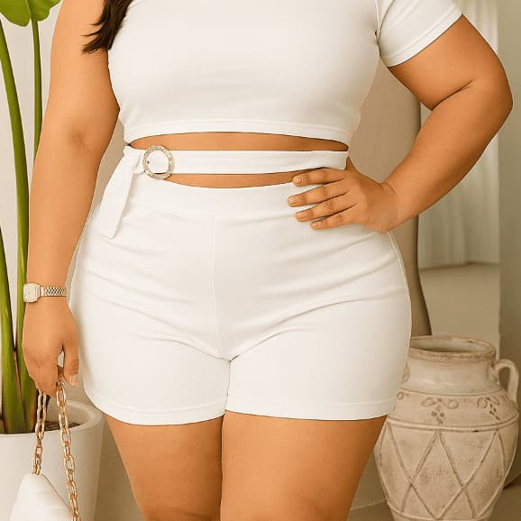Short Plus Size Feminino Cintura Alta  – Moda Verão, Confortável e Elegante G G1 G2 G3