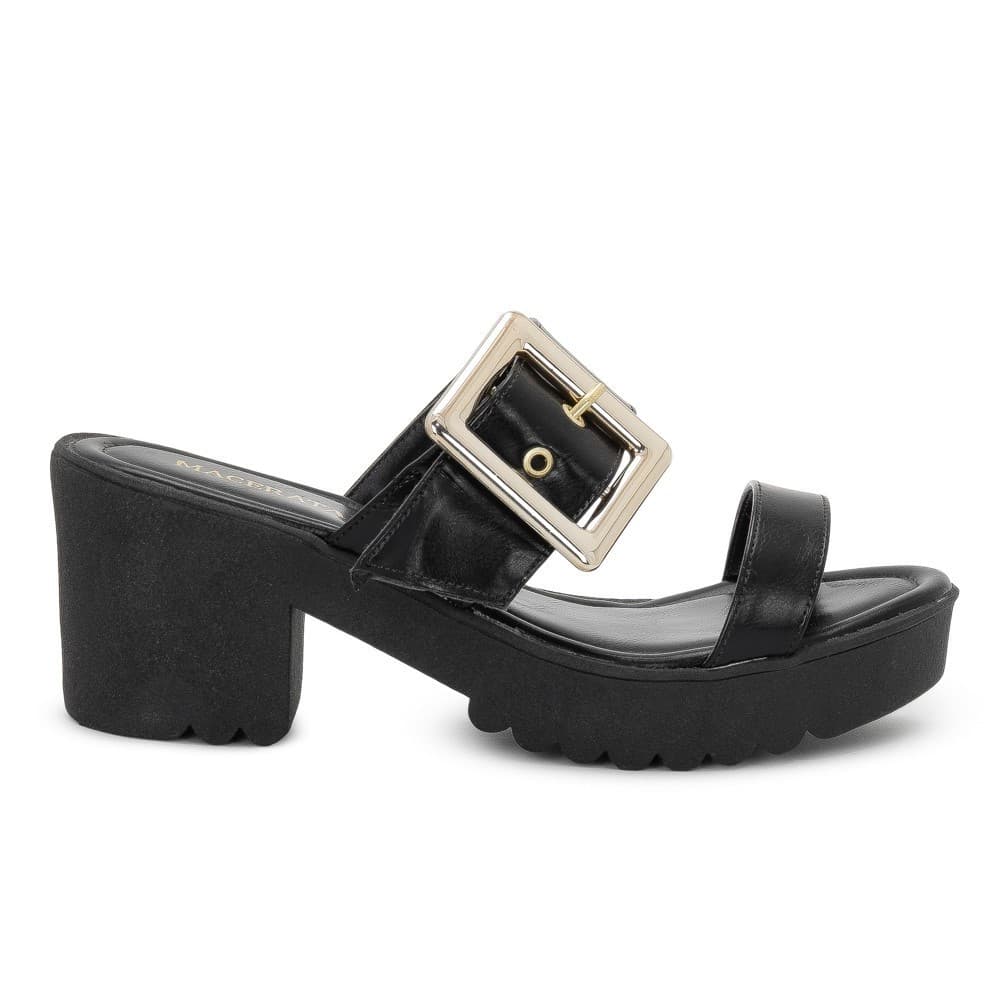 Tamanco Feminino Macerata Fivela Bold Confort Salto Grosso Tendência Ref: 9007