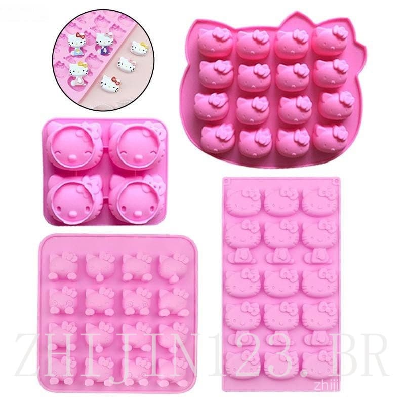 Molde de Silicone Sanrio Hello Kitty KT Cat Molde de Biscoito de Chocolate Cozimento Antiaderente Forma de Cachorrinh