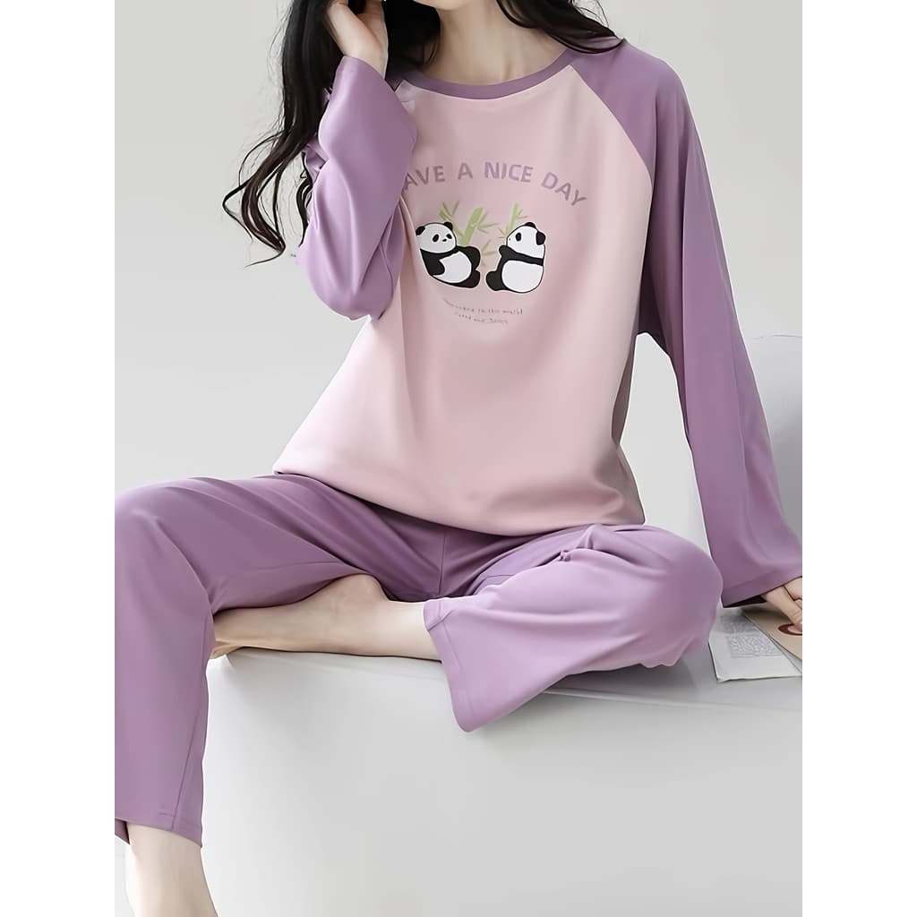 Pijama feminino de alto valor, novo estilo, outono inverno, simples, Casual, doce, roupa de casa